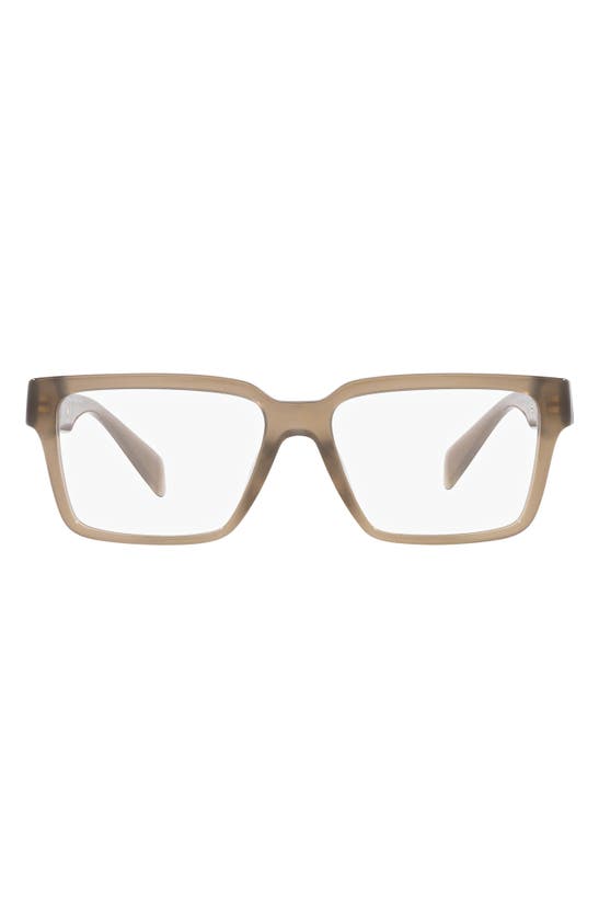 Versace 55mm Rectangular Optical Glasses In Opal Brown