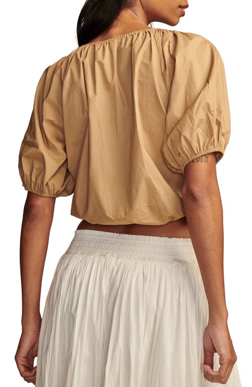 Shop Lucky Brand Gathered Poplin Top In Taupe