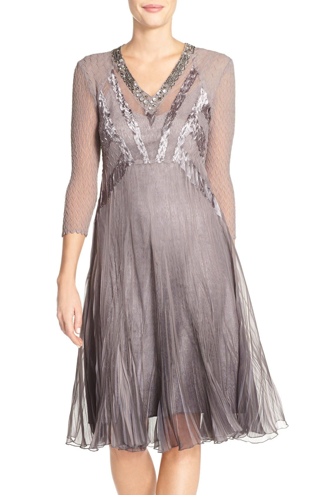 Komarov Embellished Chiffon A-Line Dress (Regular & Petite) | Nordstrom