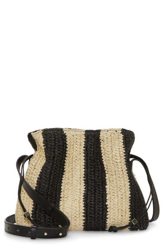 Vince Camuto Dario Straw Crossbody Bag In Black/natural | ModeSens