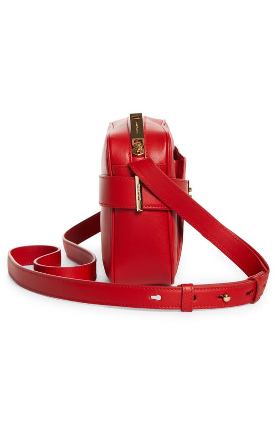 Shop Ferragamo Archive Gancini Camera Crossbody Bag In Flame Red