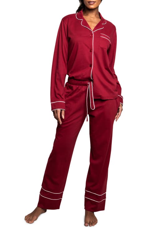 Women's Red Satin Pajamas Set Sleeveless