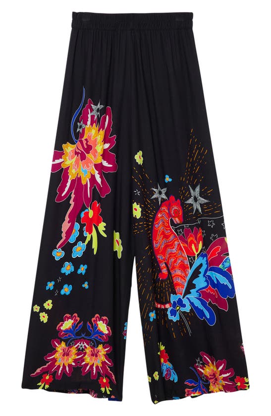 Desigual Print Wide Leg Cover-up Pants In Black
