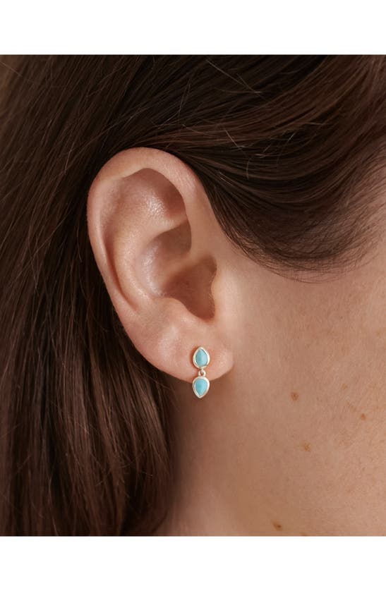 Monica Vinader Double Teardrop Recycled Sterling-silver And Turquoise Stud Earrings In Sterling Silver