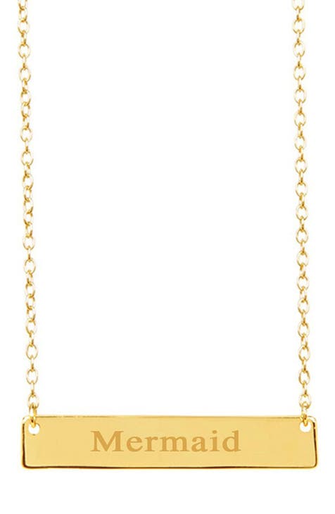 14K Yellow Gold Plated Sterling Silver Inspirational Bar Pendant Necklace