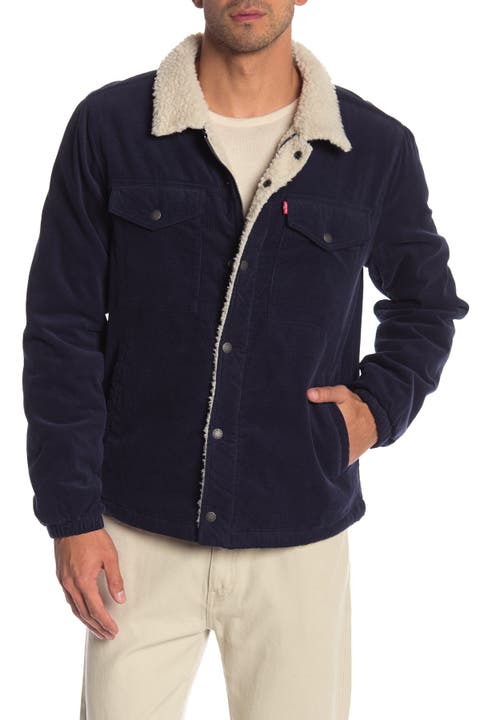 Levi's Men's Shearling Jacket with Pockets - Metallic - Casual Jackets