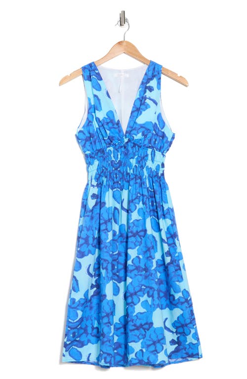 Shop Stitchdrop Springwater Print Sleeveless Dress In Aqua