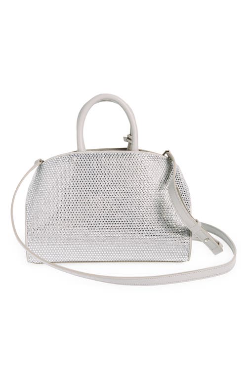 Ferragamo Mini Strass Crystal Top Handle Bag In Perla