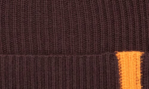 Portolano Contrast Detail Rib Cuff Beanie In Port/orange