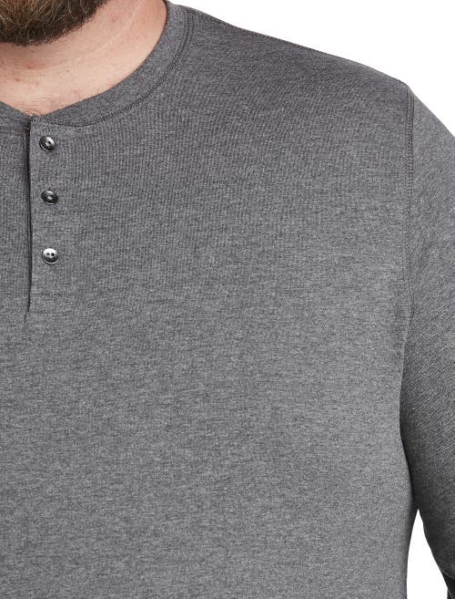 Shop Harbor Bay By Dxl Wicking Long-sleeve Henley Shirt In Granite Heather