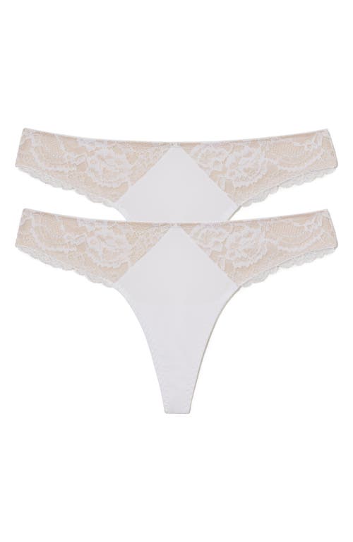 Skarlett Blue 2-pack Minx Thongs In White/nyln