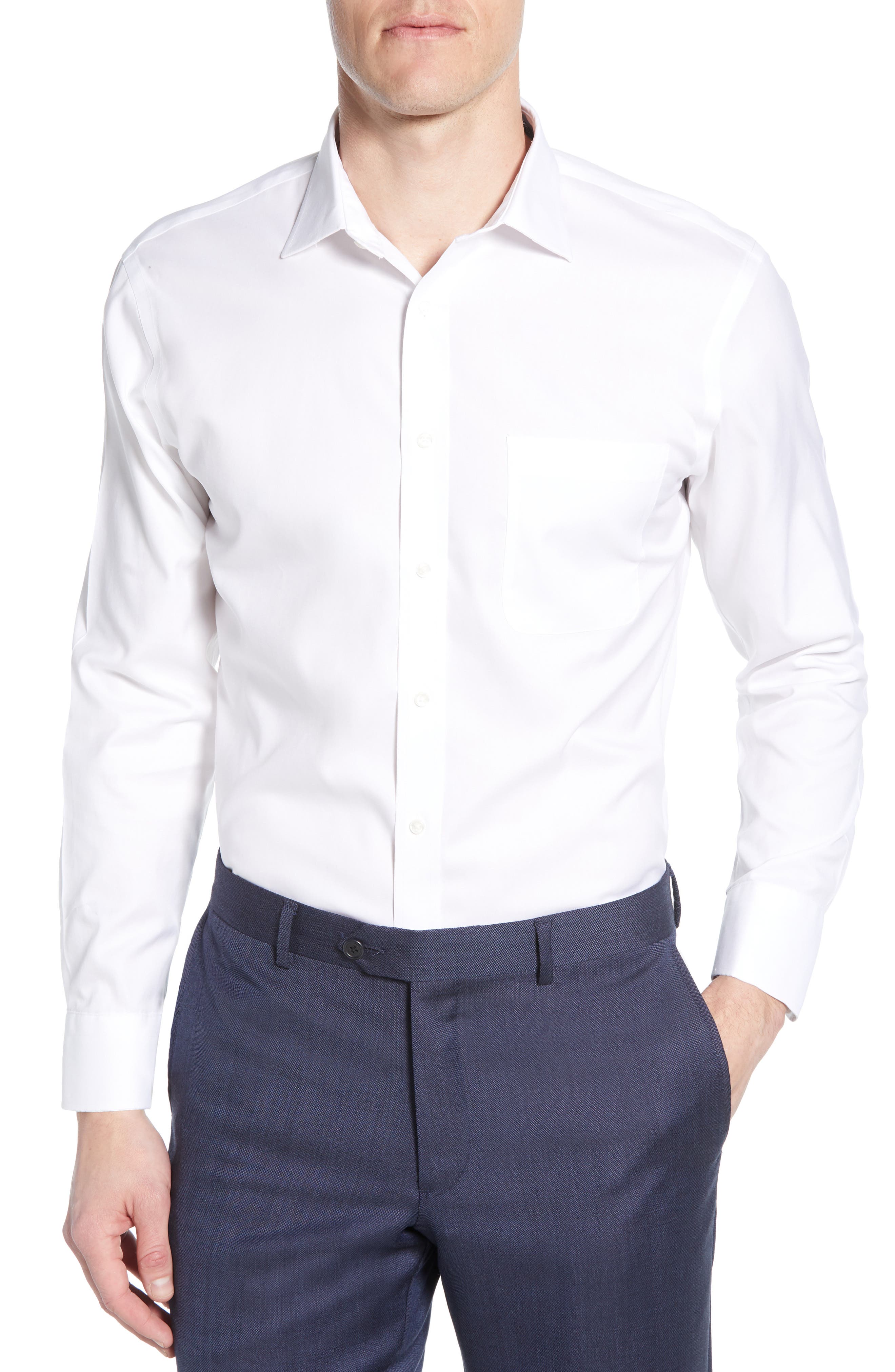 Men's NORDSTROM Smartcare Cotton LS Dress Casual Shirt Sz 17.5-34 