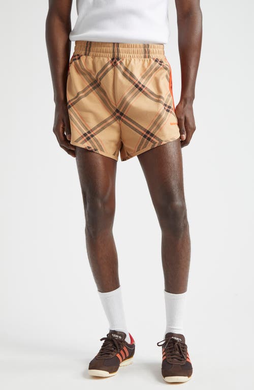 Y-3 X Wales Bonner Plaid Nylon Shorts In Brown