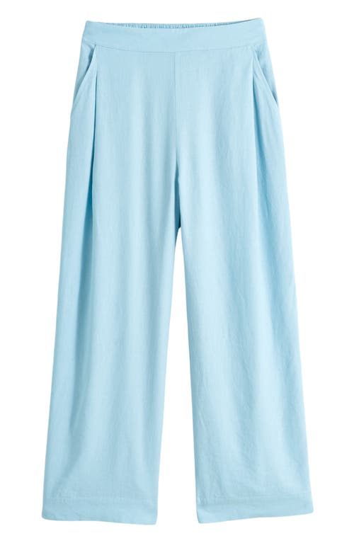 Madewell Pull-on Crop Straight Leg Linen Pants In Blue Heron