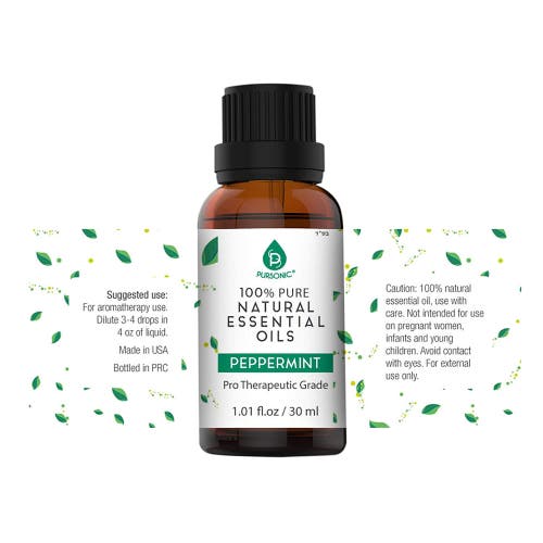 Shop Pursonic 100% Pure & Natural Peppermint Essential Oils In Green