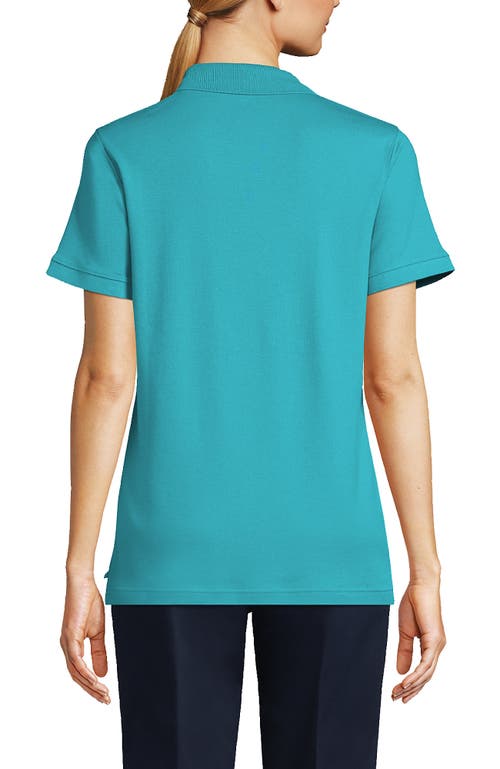 Lands' End School Uniform  Short Sleeve Interlock Polo Shirt In Teal Breeze