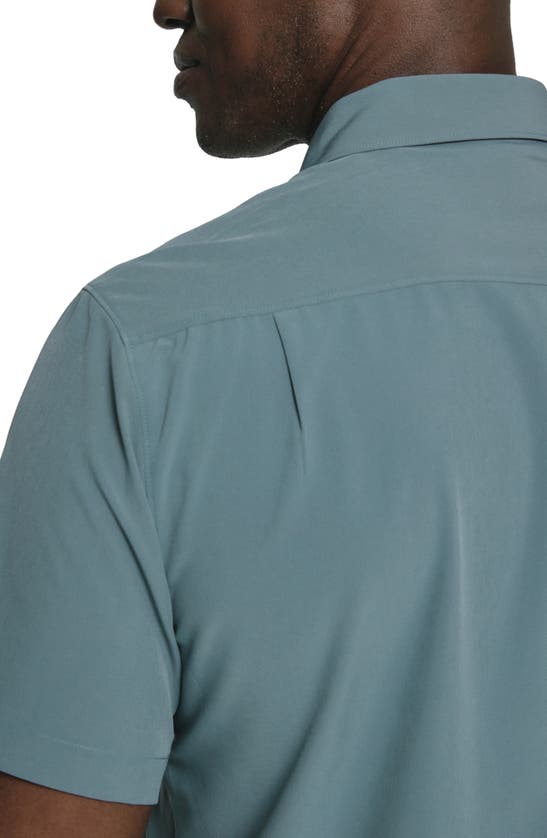 Shop 7 Diamonds Siena Solid Short Sleeve Performance Button-up Shirt In Seafoam