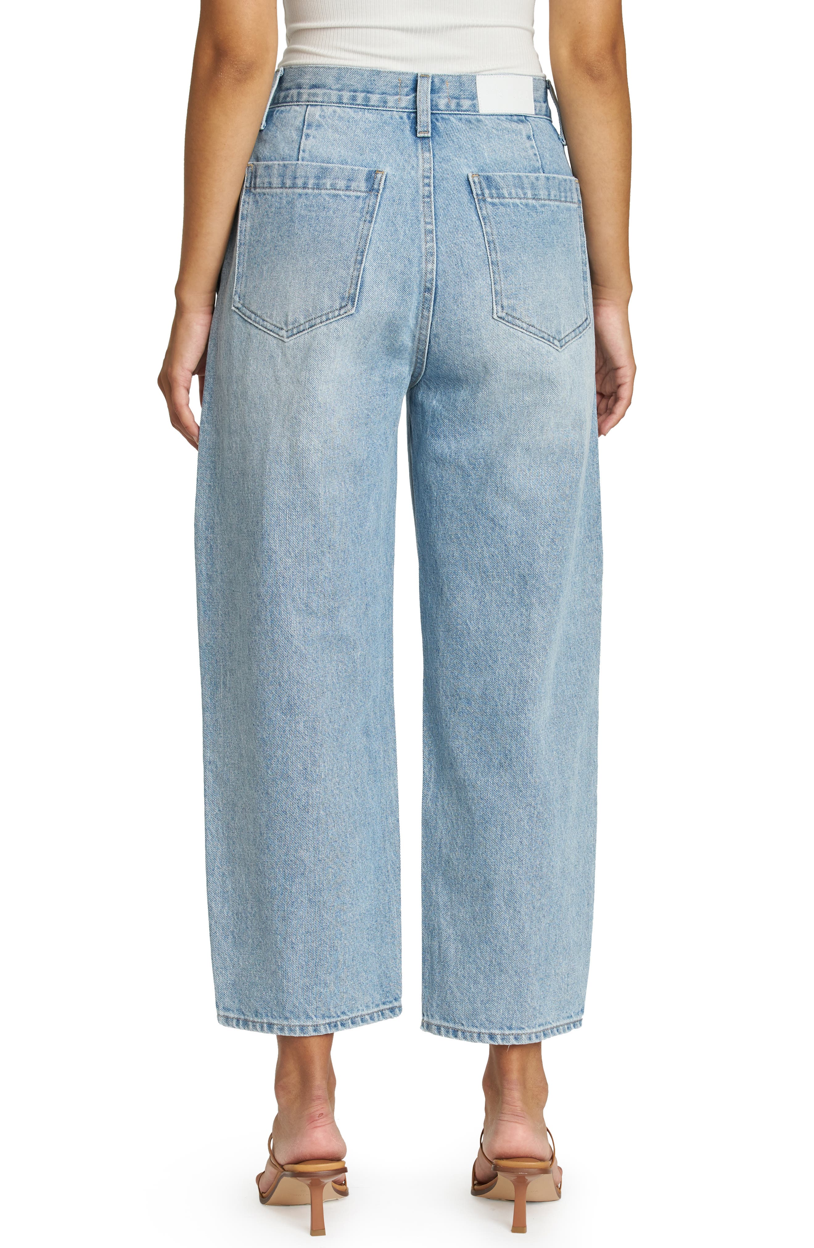 Pistola Gianna High Waist Crop Balloon Leg Jeans in Azure at Nordstrom, Size 28