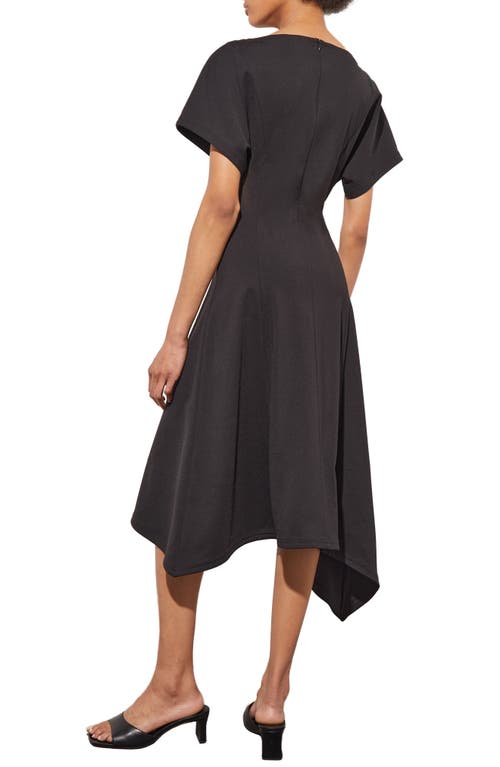 Shop Ming Wang Asymmetric Midi Dress In Black