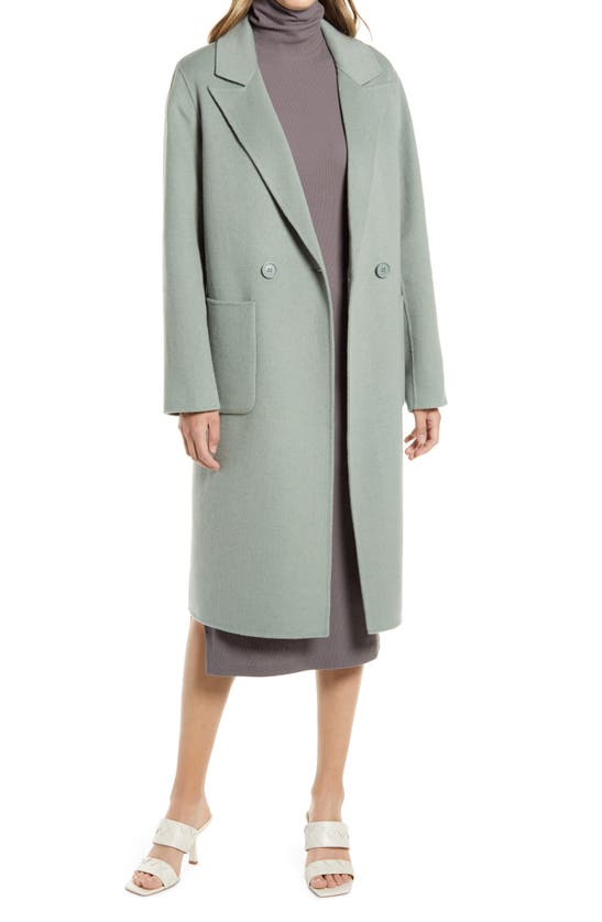 Halogenr Double Face Wool Coat In Grey Dark Charcoal Heather 