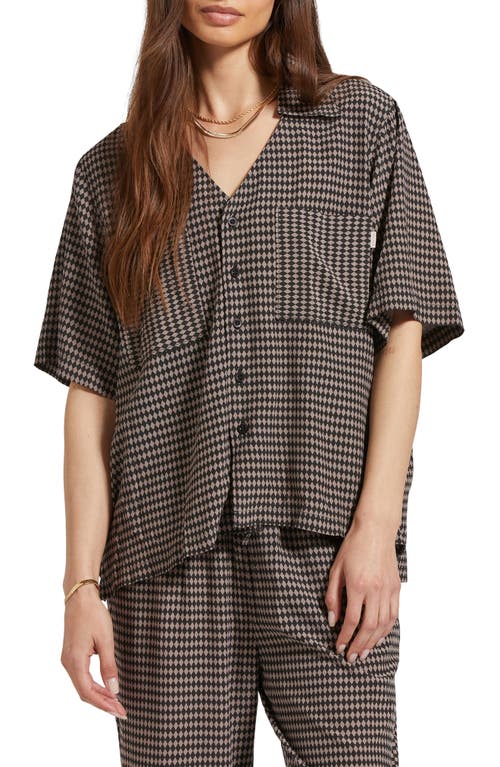 Brixton Hudson Lounge Short Sleeve Button-up Shirt In Washed Black/cinder Diamond
