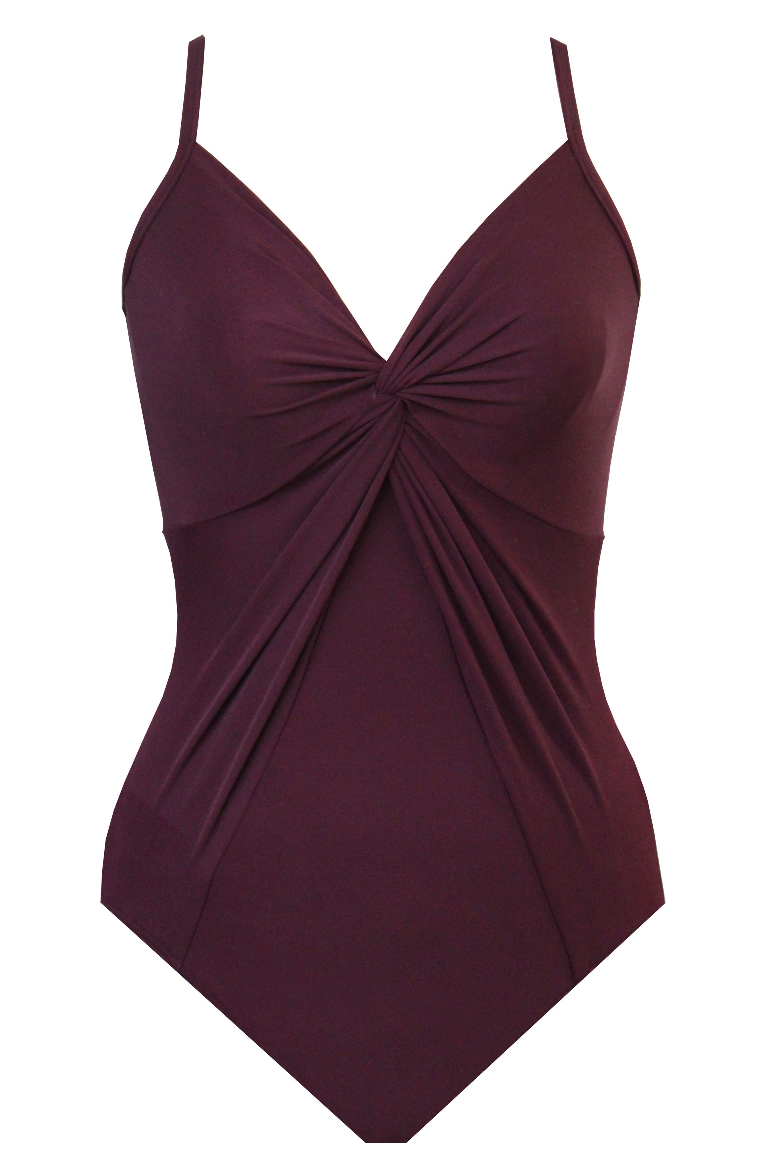 Miraclesuit Rock Solid Love Knot One-Piece Swimsuit, Burgundy