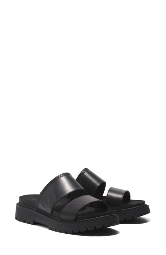 Timberland Clairemont Way Womens Leather Sliders In Black Full Grain