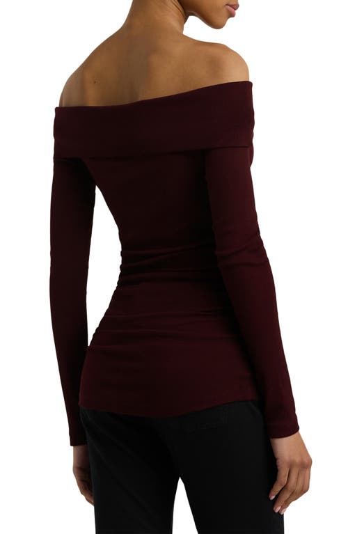 Ralph Lauren Lauren Rib Off The Shoulder Top In Pinot Noir