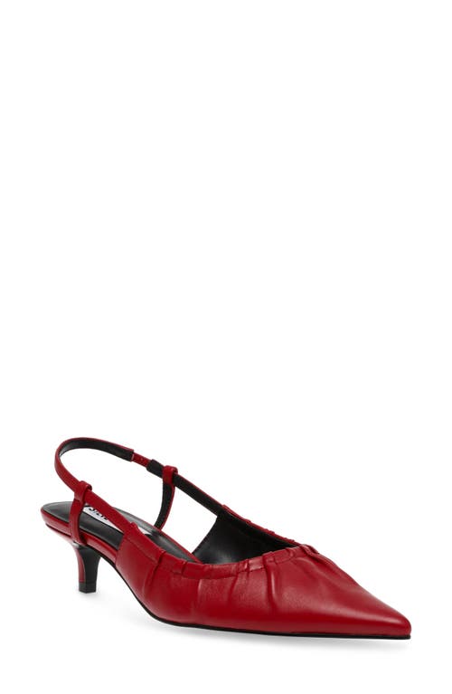 Syrie Kitten Heel Slingback Pointed Toe Pump in Red Leather