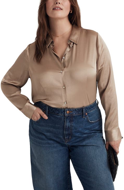 Catherines Women's Plus Size Half-Zip Plaid Blouse 