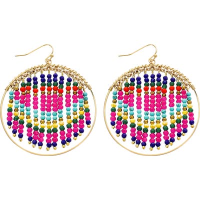 Panacea Beaded Fringe Hoop Earrings