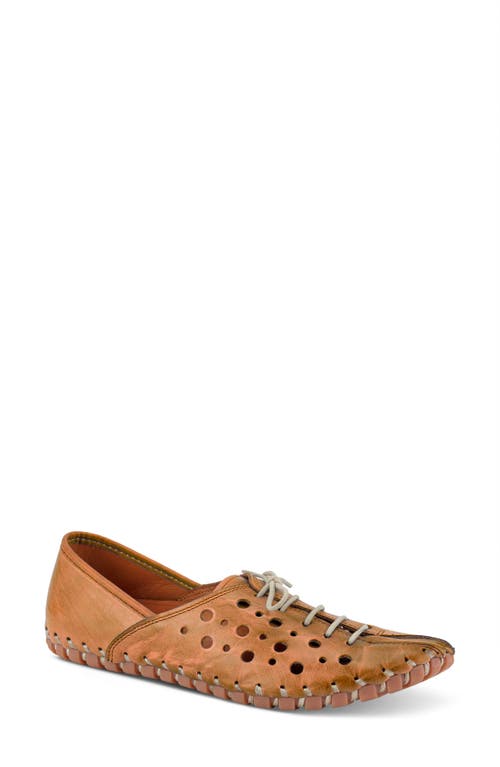 Spring Step Moonwalk Perforated Leather Shoe In Camel