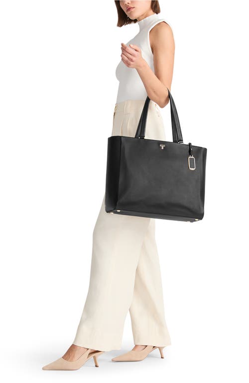 Tumi Large Vail Leather Tote In Black/light Gold