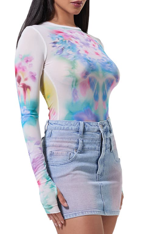 Shop Afrm Kaylee Print Mesh Top In Blur Blossom