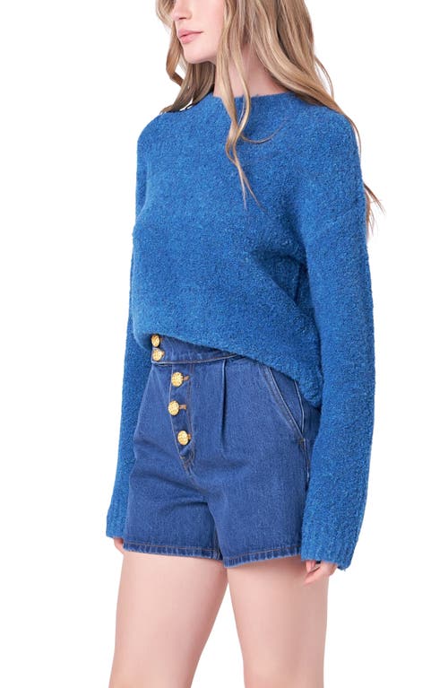 English Factory Cozy Crewneck Sweater In Dark Blue