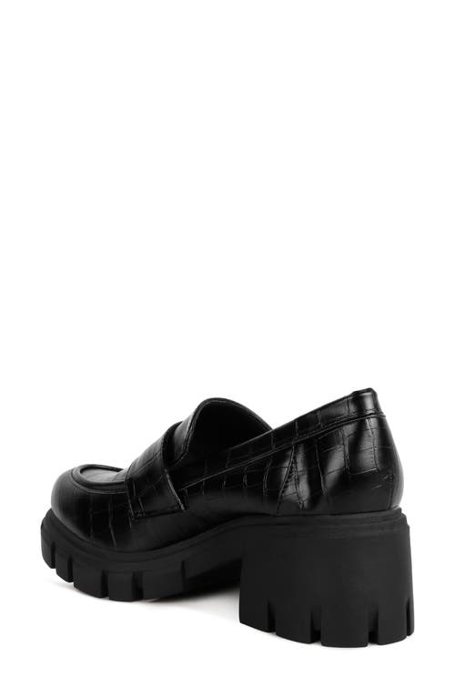 Shop London Rag Benz Croc Embossed Loafer Pump In Black