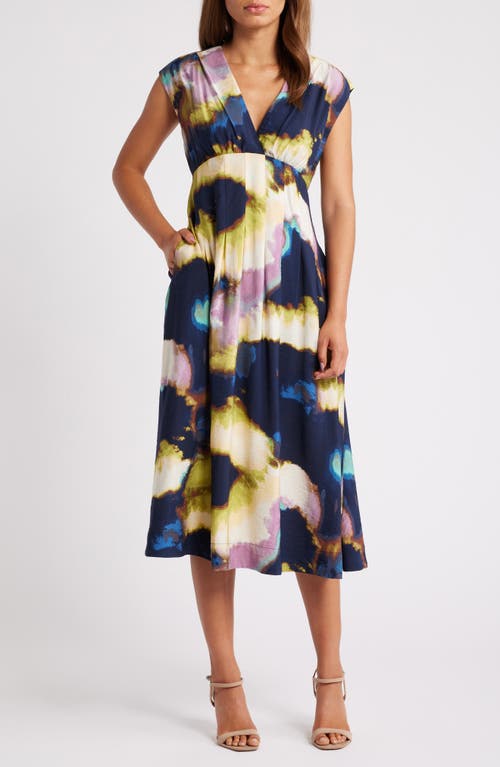 Shop Chelsea28 Abstract Print Midi Dress In Navy Multi