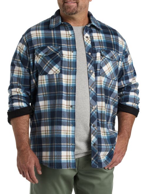 O'neill Big & Tall Glacier Plaid Superfleece Flannel Shirt Jacket In Midnight Navy