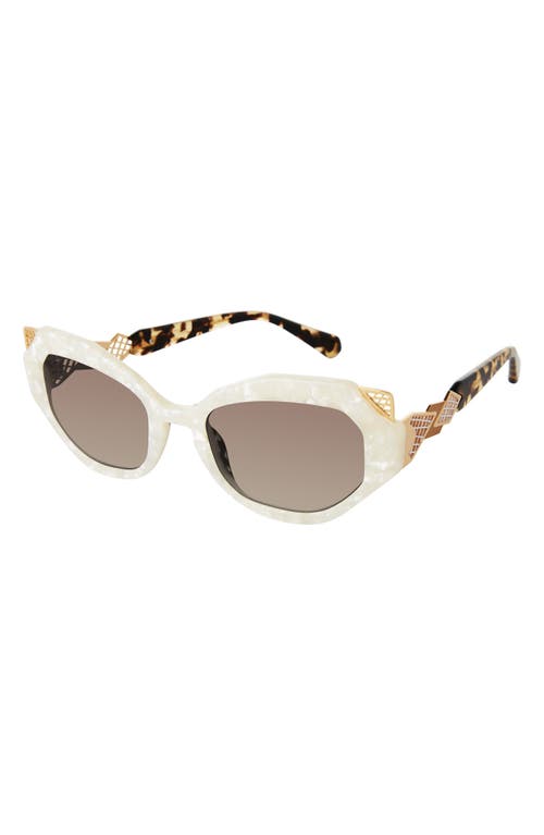 Perception 54mm Cat Eye Sunglasses in Ivory Marble/Tortoise