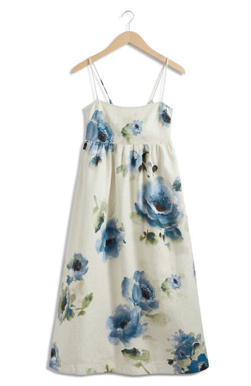& Other Stories Floral Midi Dress In Beige Dusty Light