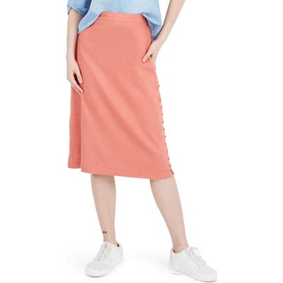 Madewell Button Slit Midi Skirt, Orange