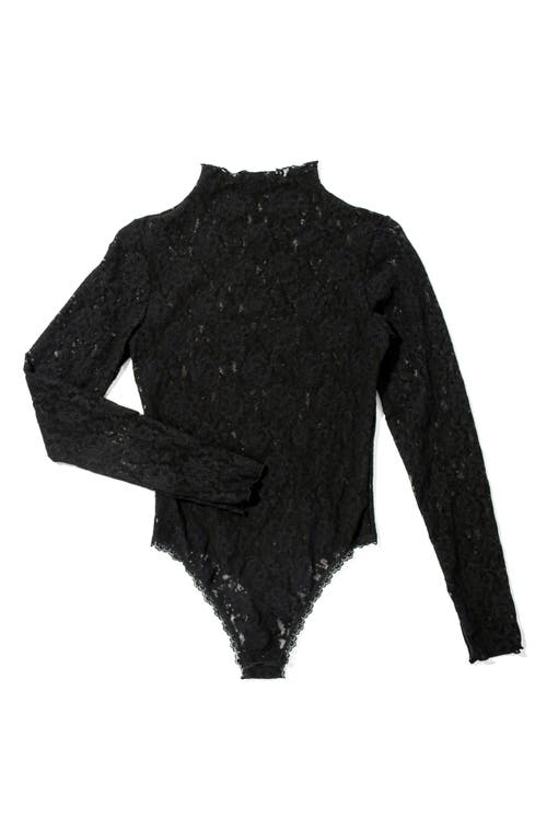 Hanky Panky Signature Lace Mock Neck Teddy In Black