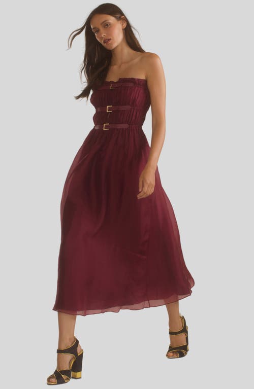 Shop Cynthia Rowley Buckle Up Silk Organza Dress In Burgundy