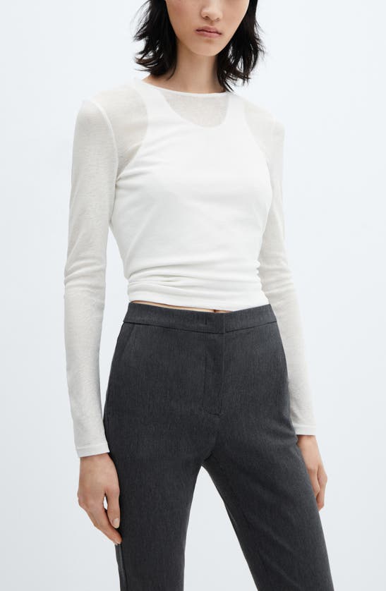 Shop Mango Crop Skinny Pants In Light Heather Grey