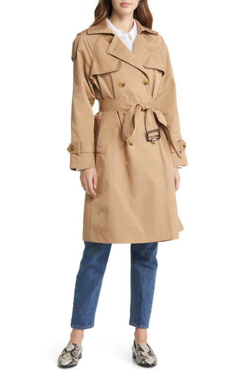 bcbg Gun Flap Double Breasted Belted Trench Coat in Khaki Smart