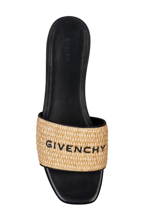 Shop Givenchy Logo Raffia Flat Slide Sandal In Beige/black