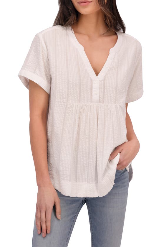 Lucky Brand Babydoll Popover Top In Lucky White
