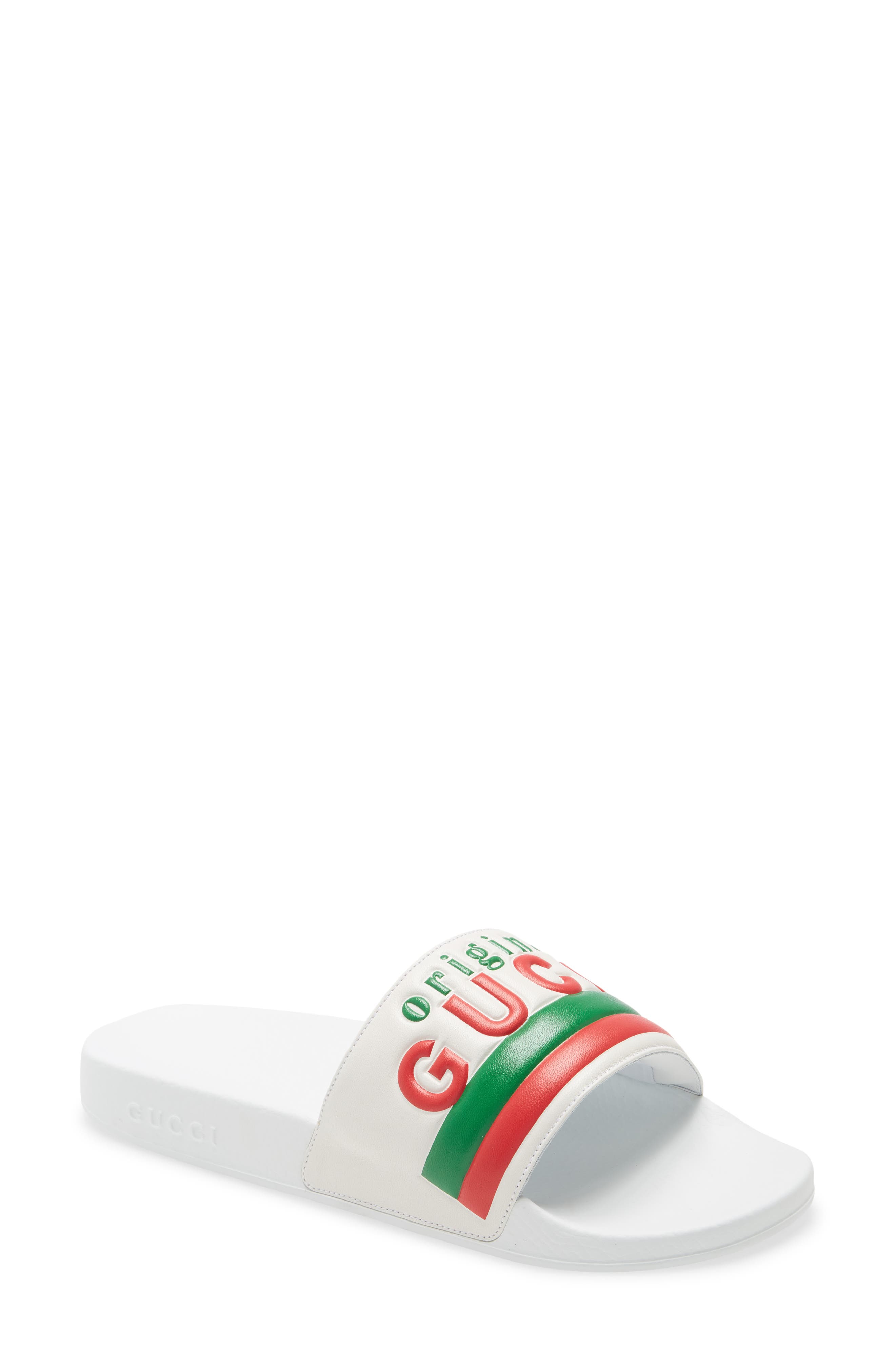 gucci palm slippers white