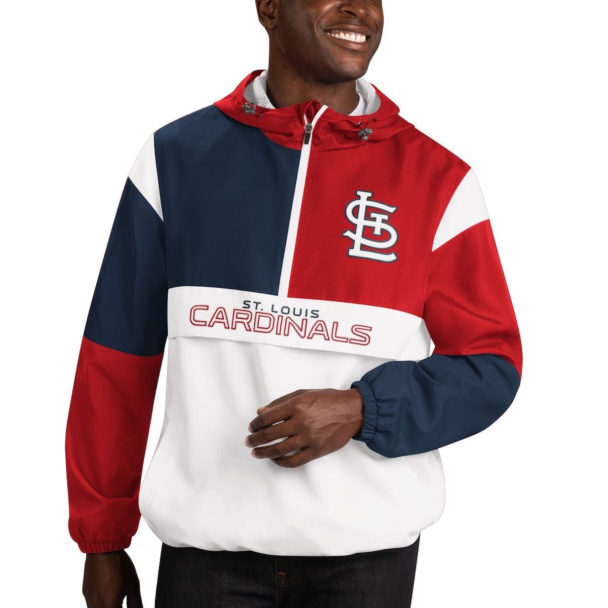 Men's G-III Sports by Carl Banks Red/Heather Gray St. Louis Cardinals Southpaw Reversible Raglan Hoodie Full-Zip Jacket Size: Medium