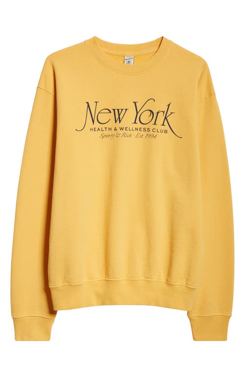 Shop Sporty And Rich Sporty & Rich Ny 94 Cotton Crewneck Graphic Sweatshirt In Faded Gold